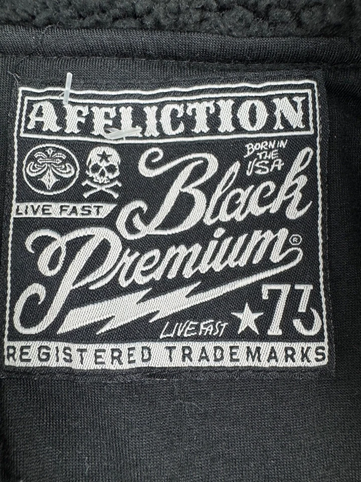 Chaqueta Affliction negra premium acolchada con capucha para hombre gris poliuretano algodón azul Foto 4 de 4