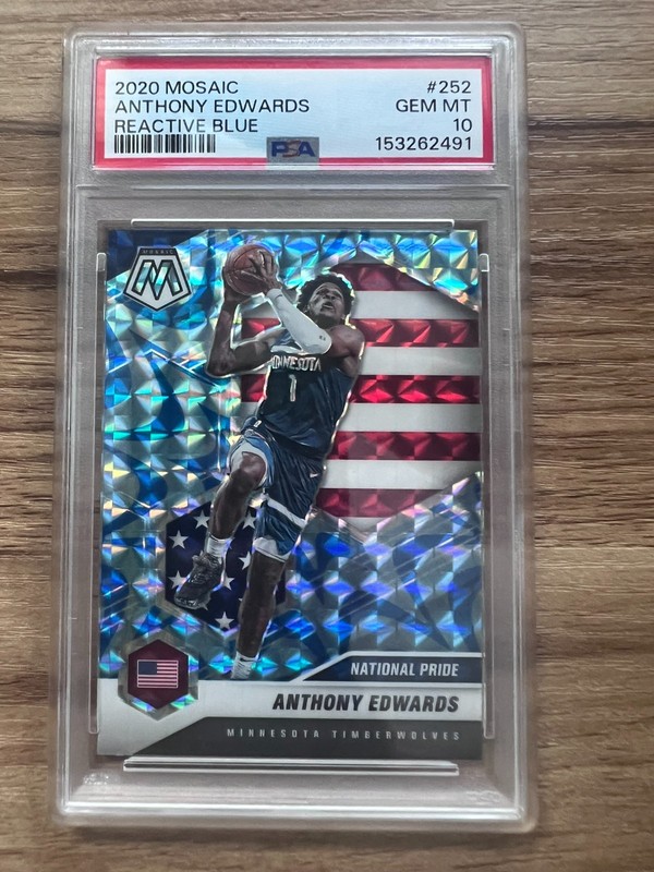 2020-21 Panini Mosaic National Pride Anthony Edwards #252 Reactive Blue PSA 10 