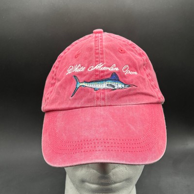Anvil White Marlin Open Hat Men's Adjustable Red Cotton Baseball Cap