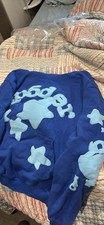 Men s S Blue Pullover Hoodie Cotton Blend Fle...
