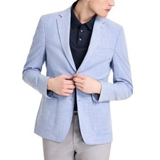 Calvin Klein Mens Slim Fit Sport Coat Blazer 36 R Light Blue Solid Stretch