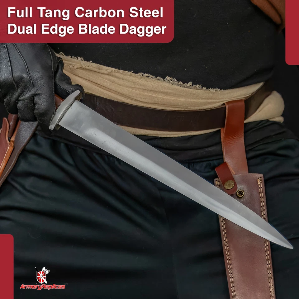 13th Century Knightly Sieghard Medieval Dagger Steel Full Tang Unsharpened LARP - Image 4 of 4