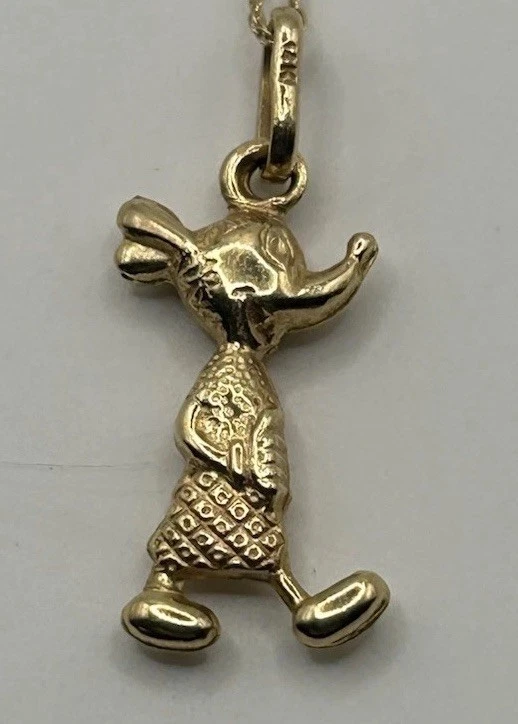 Винтажный 14K желтое золото Минни-Маус подвеска и ссылка стиль ожерелье 2,84 грамма - Изображение 3 из 4