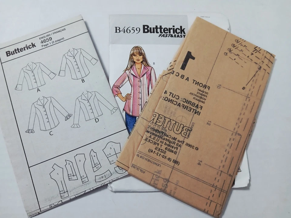 Patrón de costura Butterick 4659. Camisas Misses Petite Top. Talla 8, 10, 12, 14 Foto 3 de 3