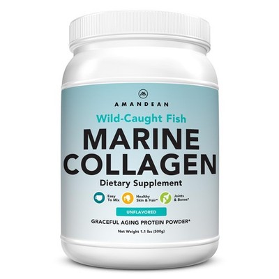 AMANDEAN Anti-Aging Marine Collagen Peptides Powder. 500g Wild-Caught