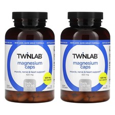 Twinlab Magnesium Caps - High Absorption 420mg, Leg Cramp & Stress Relief, 2x200