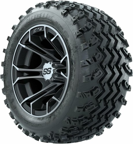 GTW 10" Spyder Matte Gray/Machined Wheels on 18x9.5 Rogue All Terrain Tires (4) - Picture 3 of 6