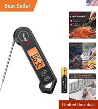 TempSwift 1 Sec Instant Read Waterproof Meat Thermometer - Black Stainless Steel
