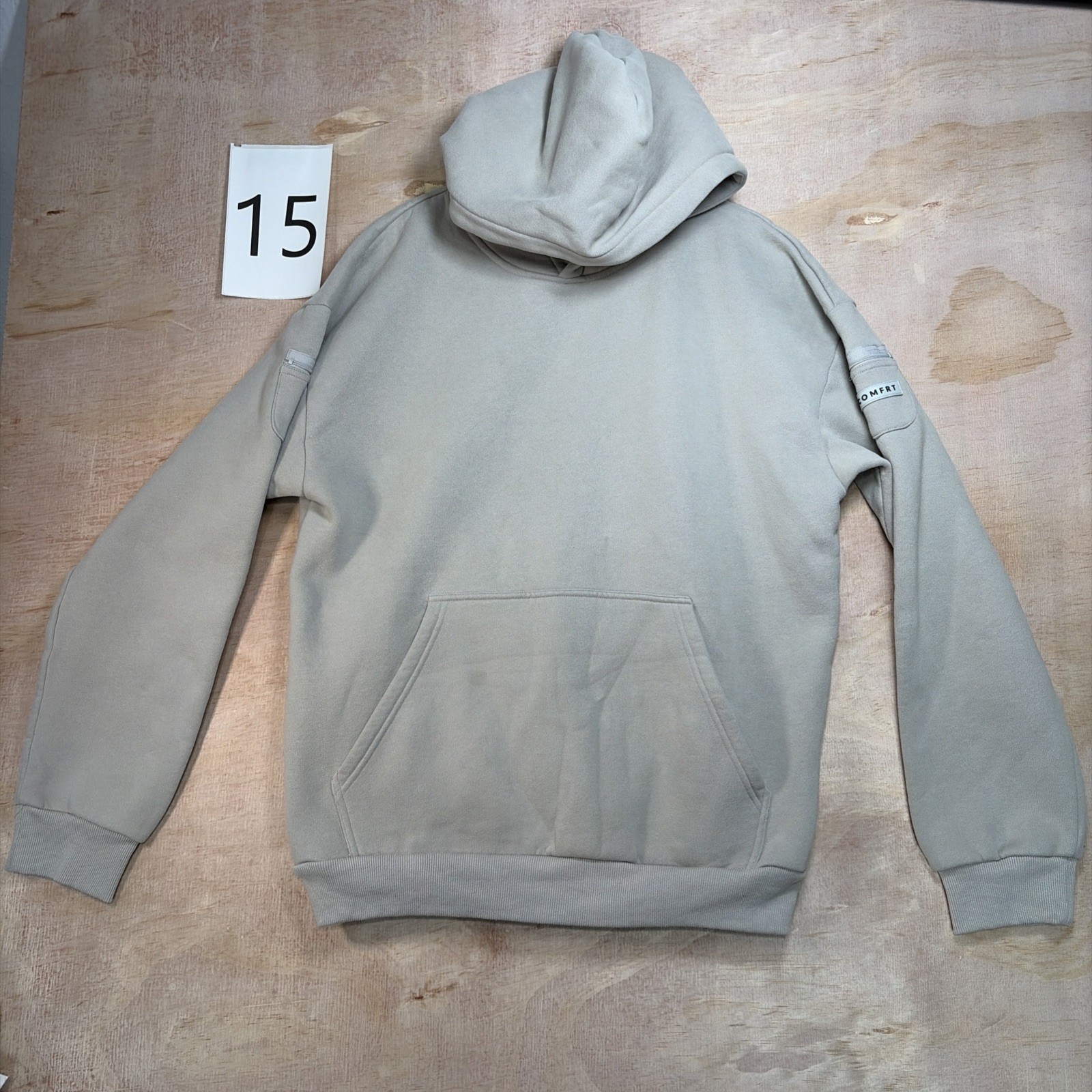 Comfrt Travel Essentials Hoodie Stone Color Beige Brown Unisex Large