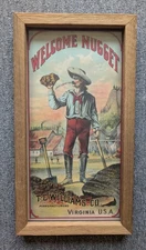 Vintage Welcome Nugget T.C. Williams Tobacco Caddy Crate Label Framed