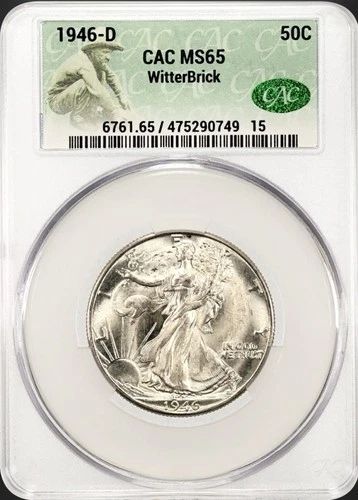 1946 D WALKING LIBERTY HALF DOLLAR CACG MS65