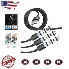 3-in-1 Magnetic Charging Cable, 3A Fast Data Sync, Strong Braided Cord