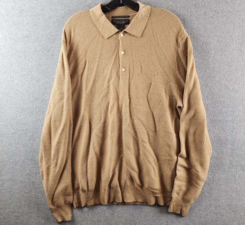The Men's Store at Bloomingdale's Wool Textured Pique Polo Sweater Men's L Camel