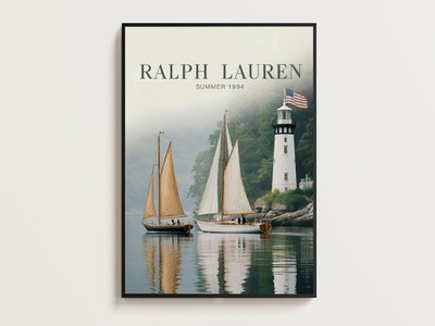 ヴィンテージ 油絵 アート hooked vintage RRL ラルフローレン Polo Ralph Lauren Poster – Retro Yacht Wall Art Print | Old Money