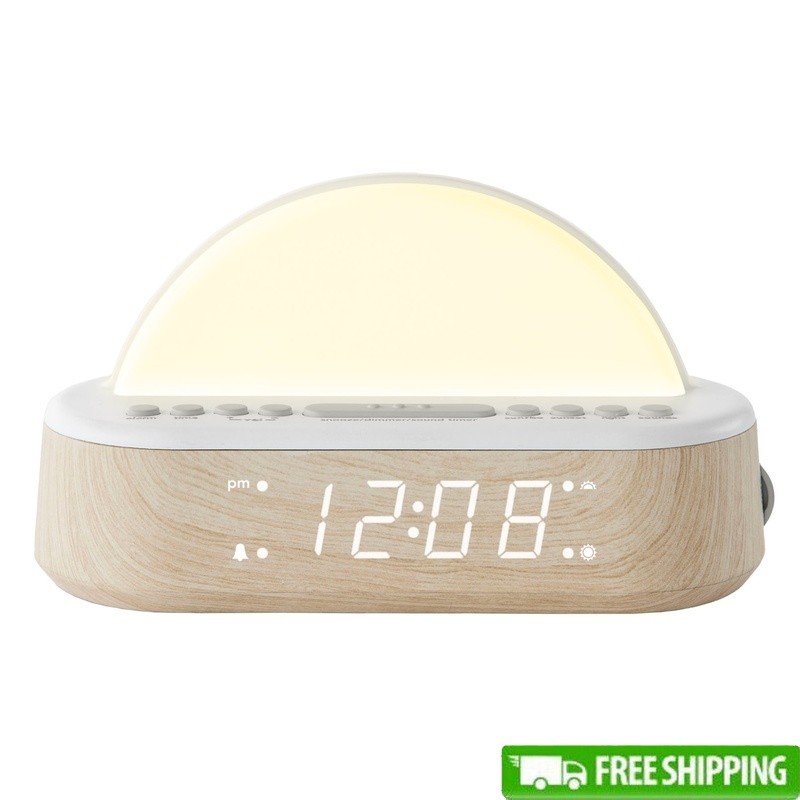 Sunrise Alarm Clock Digital Wake Up Light W/ Sleep Sounds & Mood Lighting New-image
