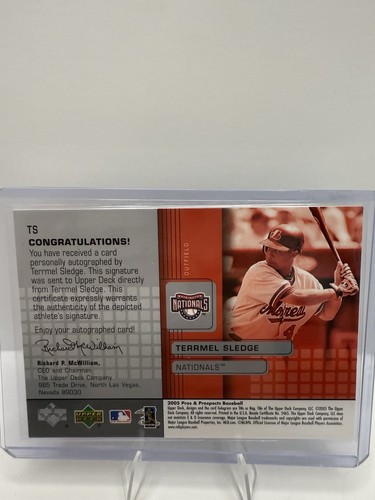 2005 Upper Deck Pros & Prospects Terrmel Sledge Signs Of Stardom Auto - Picture 2 of 6