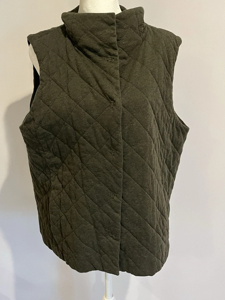 Chaleco Eileen Fisher XL Verde Acolchado Botón a Presión Mujer Prendas exteriores Bolsillos Foto 3 de 4