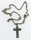 VINTAGE STERLING SILVER 925 TURQUOISE CROSS PENDANT, MEXICO, MARKED ARH AS SHOWN — photo 1