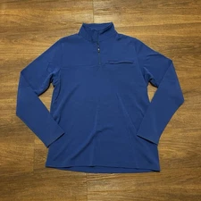 Ibex Wool Sweater Quarter Zip Pullover Blue Men’s L Large Long Sleeve