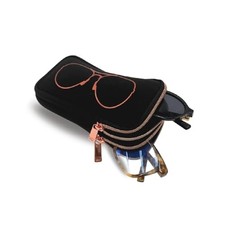 Double Eyeglass Case with 2 Compartments Black/Rose Gold