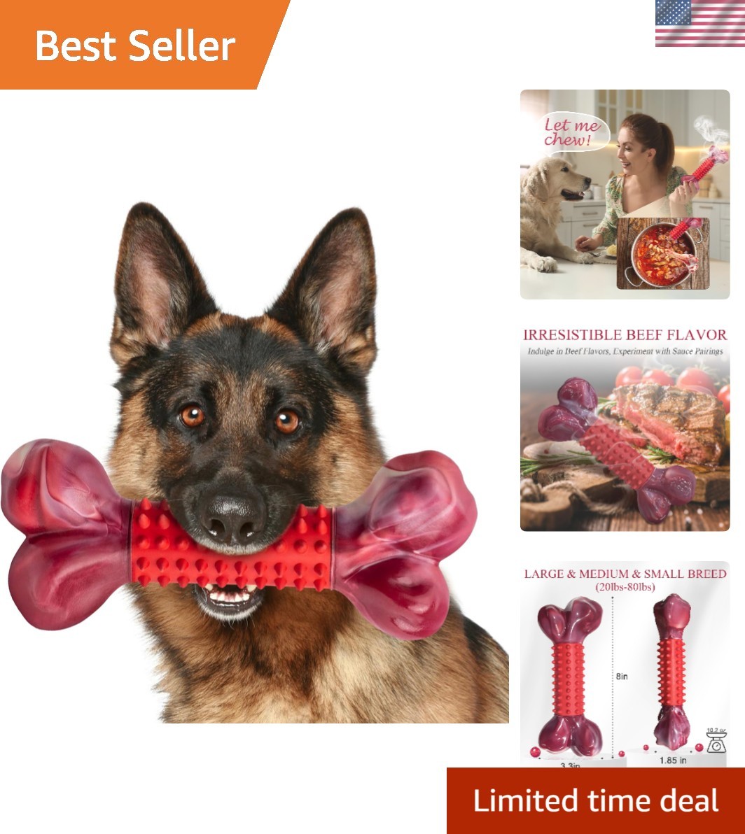 Durable Nylon & Rubber Dog Chew Toy Bone for Medium to Large