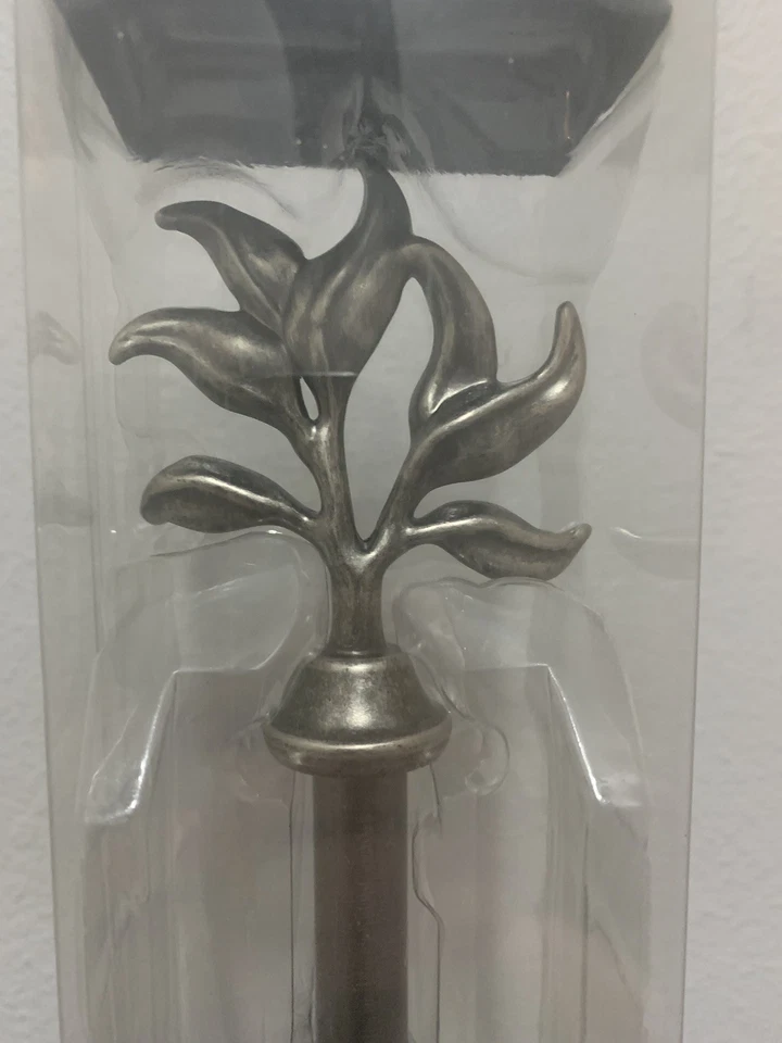 "Juego de varilla de cortina y remate diseño de rama Levolor plateado desgastado 28""-48"" nuevo" Foto 2 de 4