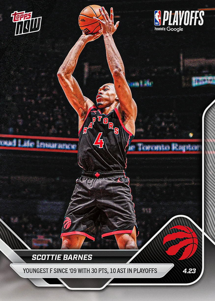 2025/26 NBA Topps Now 272 SCOTTIE BARNES 30P/10A TORONTO RAP
