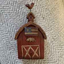 Suzi Skoglund Folk Art Red Barn American Flag Rooster Weathervane Figure 4.5"