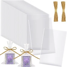 Clear Soap Bags with Raffia Rope - 100 Pcs Cellophane Soap Wrappers for Gift