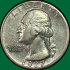 1937 Washington Quarter Silver Almost Uncirculated AU Coin #40554