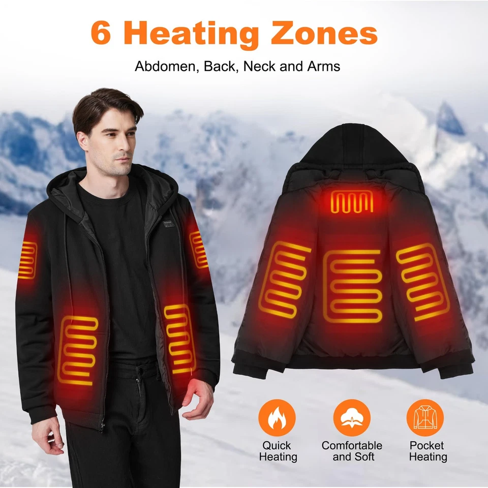 Sweat Chauffante pour Homme Veste à Capuche éLectrique avec Batterie 12000mah... - Photo 2/4