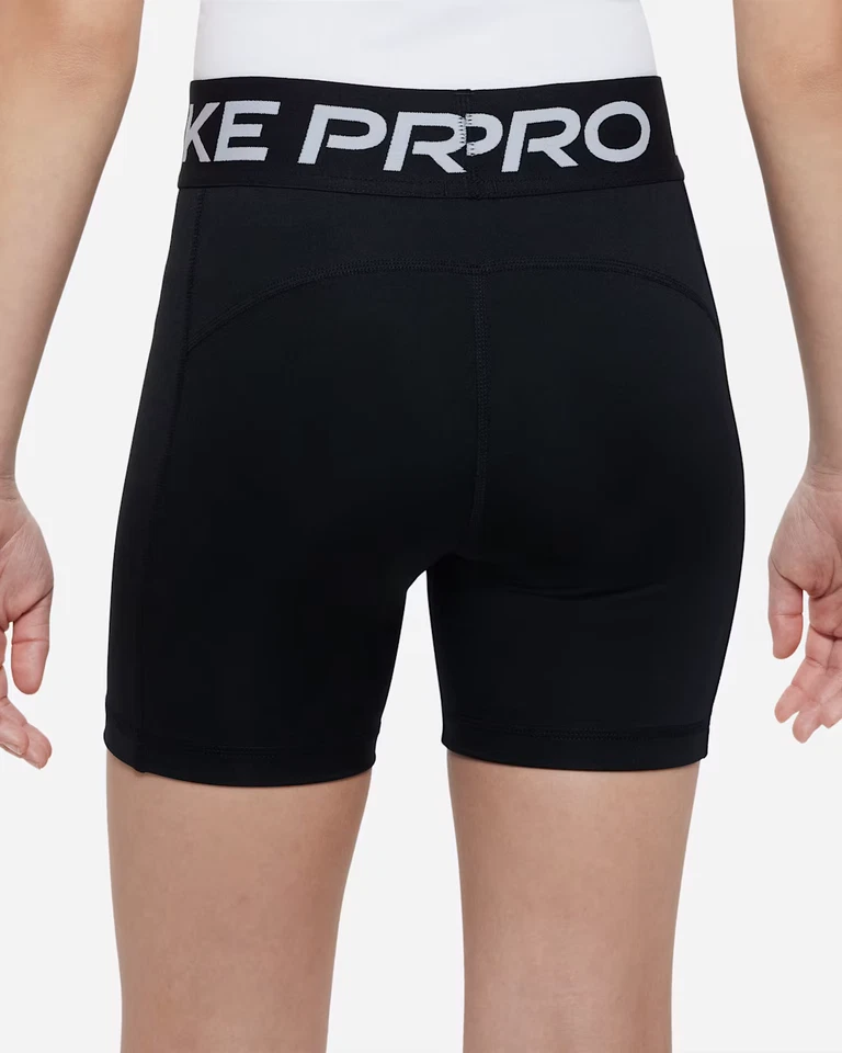 Nike Pro (Kids) Girls' 5" Black/White Dri-FIT Training Shorts (DA1033-010) L/XL - Image 2 of 4
