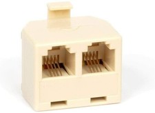 Duplex Modular Phone Wall Jack Adapter IVORY RJ11 - Splitter Two Pack