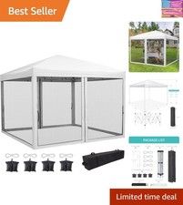 10 x 10 FT Pop Up Canopy, 3 Height Adjustable Instant Canopy with Mosquito Ne...