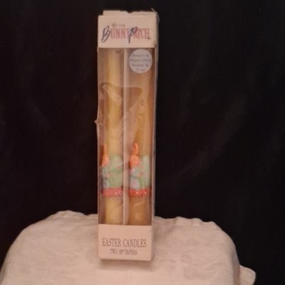 Bunny Patch Vintage Easter Embossed 10'' Taper Candles Bunnies Egg Set of 2