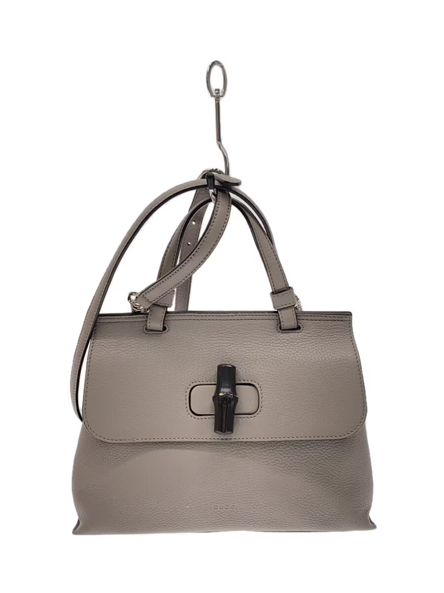 GUCCI Tote Bag [Purchased] Cowhide Leather GRY Plain 370831