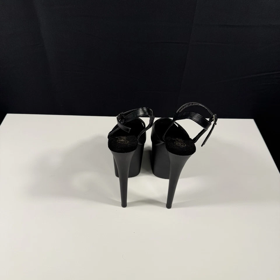 Pleaser Extreme 809 4 pulgadas plataforma / 8 pulgadas tacones con correa para el tobillo negro mate Foto 3 de 4