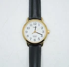 Vintage Timex Indiglo WR 30m Gold-Tone Watch w/ Leather Band - Needs Battery