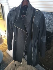 GUESS Los Angeles Women's Black Multi Texture Dress Coat. Size S. Braas Zippers