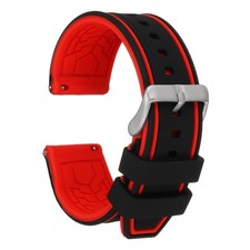 Silicone Watch Bands 24mm Soft Quick Release Watch Bands, Black Red