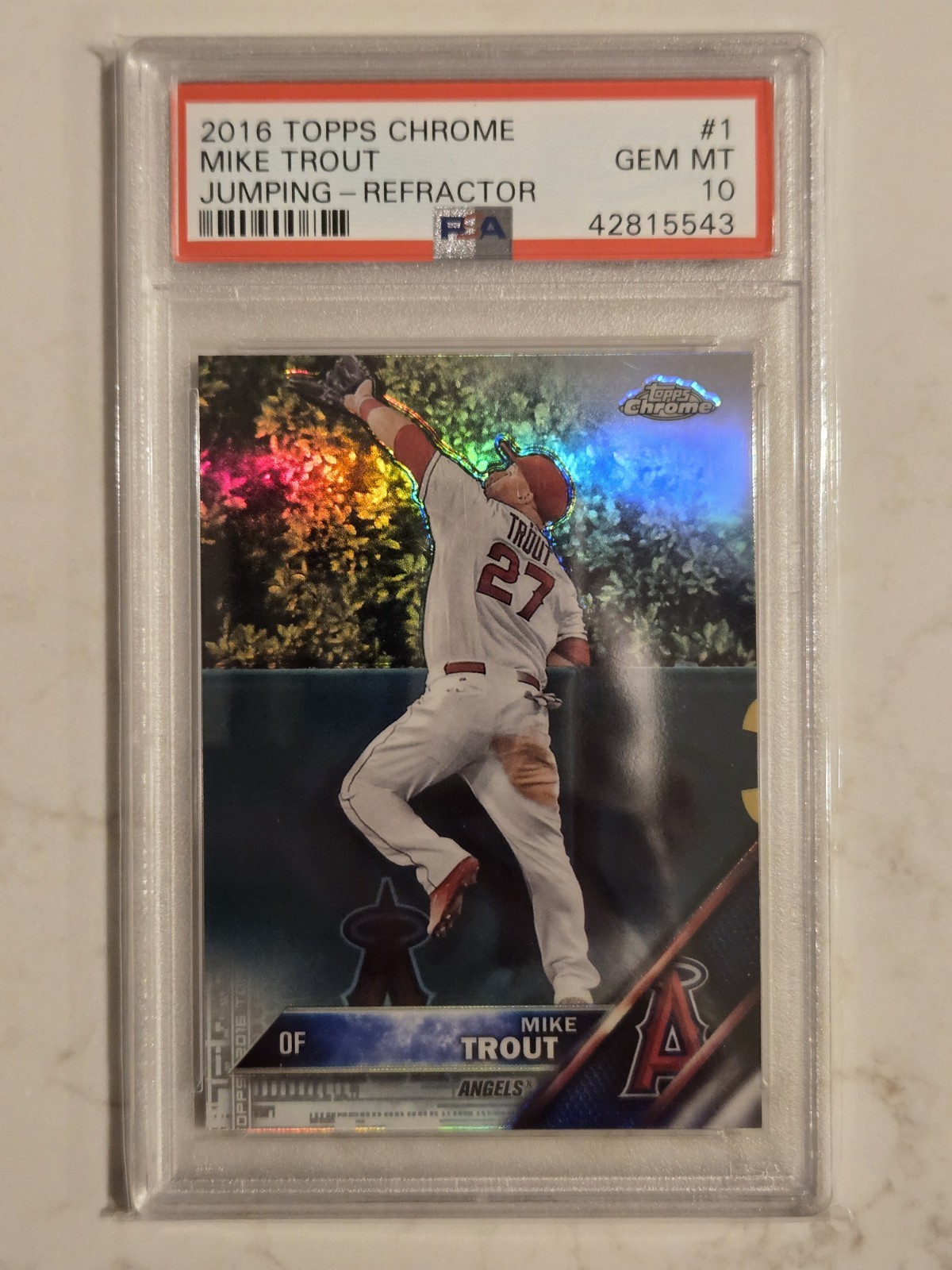 2016 Topps Chrome Mike Trout Jumping Refractor PSA 10