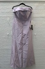 New Alfred Sung Strapless Cuffed Flare Dress Lilac Haze Sz 10R