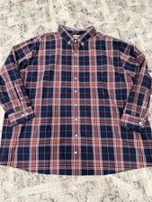 Oak Hill Men's Blue Red Plaid Button Down Shirt 4XL Wrinkle Free Cool & Dry