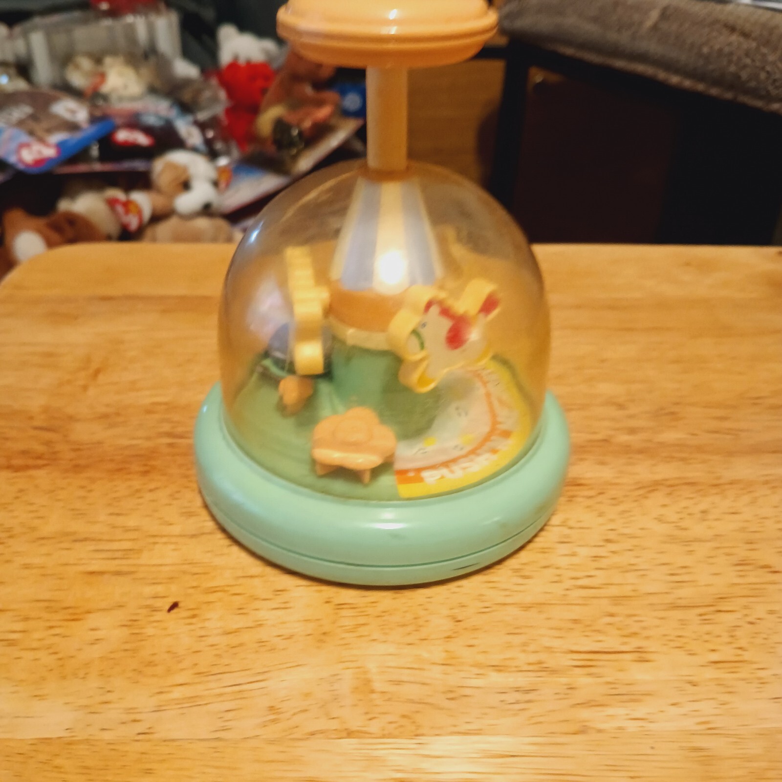 Vintage Tomy Push N Merry Go Round Carousel Musical Baby Toddler Toy Works