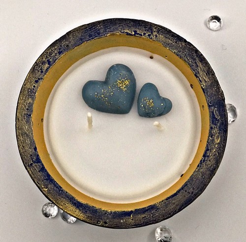 3 Pcs Set Handmade Bowl Navy Gold Heart Candle Scented Wax Melt Gift Double Wick - Picture 3 of 5