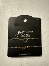 Jasmine Lane Jewelry 2 Pack Gold 6" Bracelets, NEW