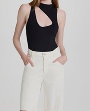  59 Free People Womens Black Keep It Going Thong One Piece Bodysuit Size X-Small
