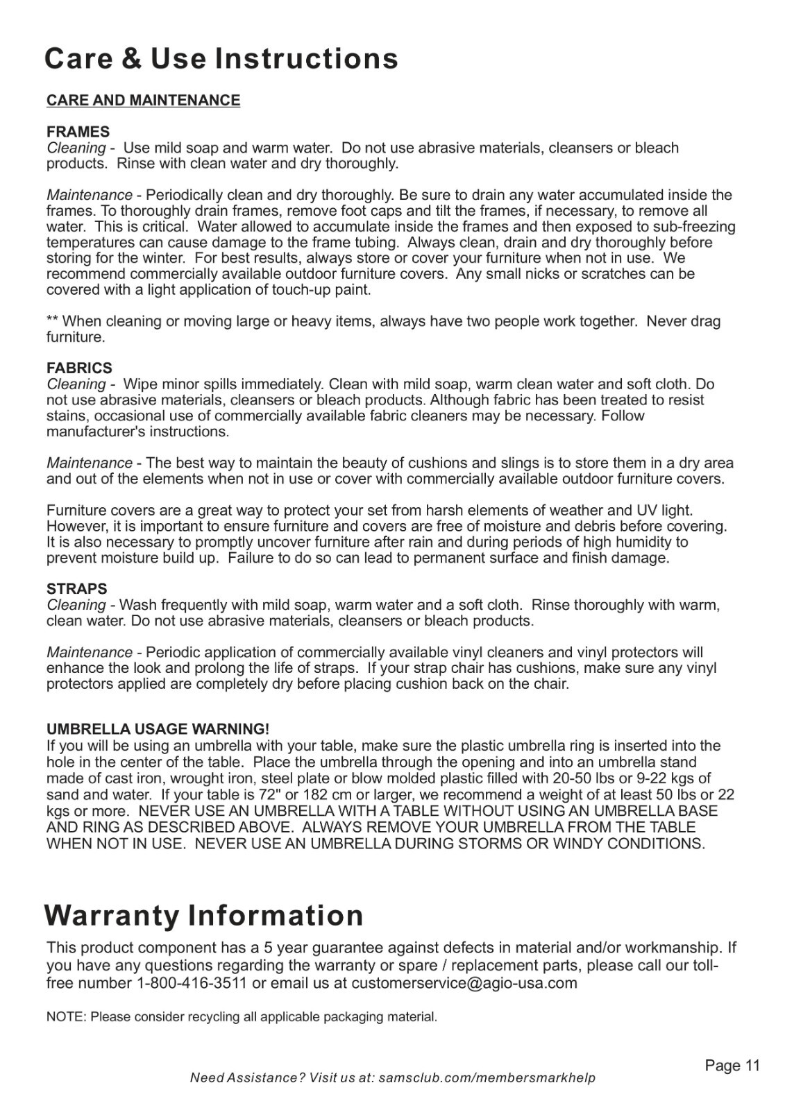 Member's Mark Hastings 8Piece Round Patio Dining Set with Sunbrella