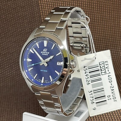 Casio Edifice EFV-140D-2A Blue Analog Stainless Steel Classic