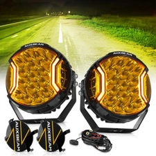 AUXBEAM 7" Side Shooter LED Work Light Cube Pods Truck ATV Driving FOG Amber DRL